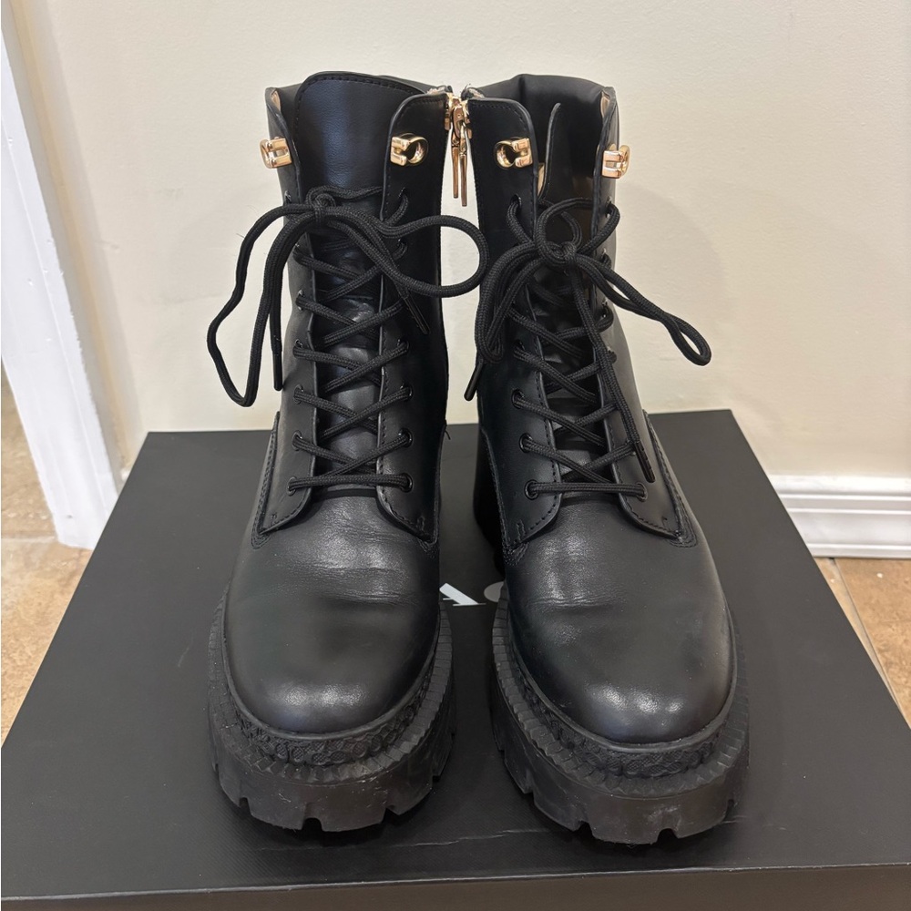 Coach Ainsely Black Lace-Up Chunky Boots - Picture 5 of 6
